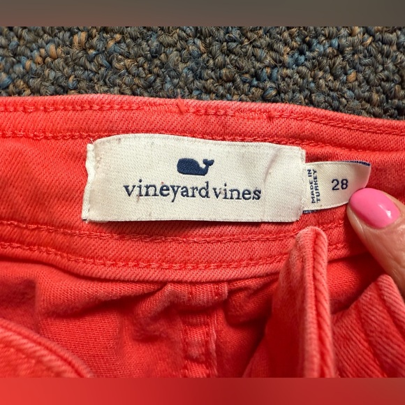 Vineyard Vines Women's Orange Straight Crop Wide Leg Raw Hem Jeans Size 28 FLAW - Picture 3 of 11